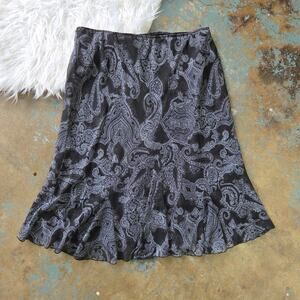 Vintage Y2K Black Paisley Whimsygoth Midi Skirt Size XL Chiffon Goth Biyaycda